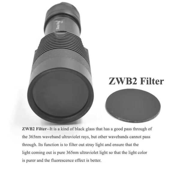 Best 365nm uv light led flashlight with ZWB2 filter