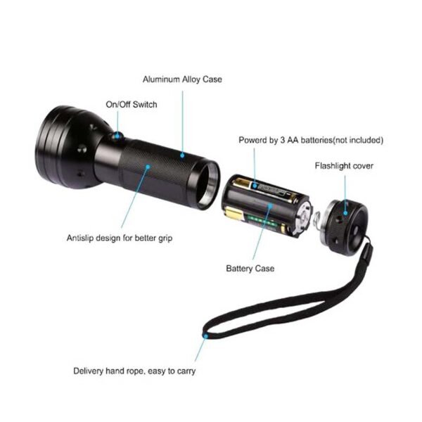 Best uv light flashlight 395nm 51led torch lamp