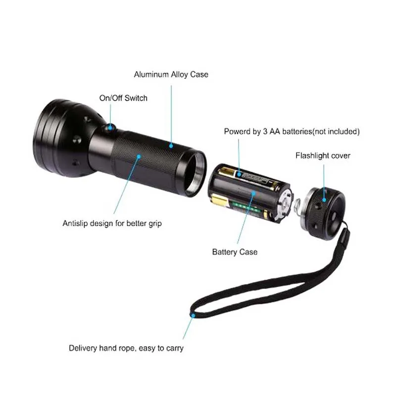 395nm UV flashlight with 10m range