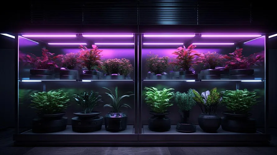 indoor plant growing with UV supplemental lighting