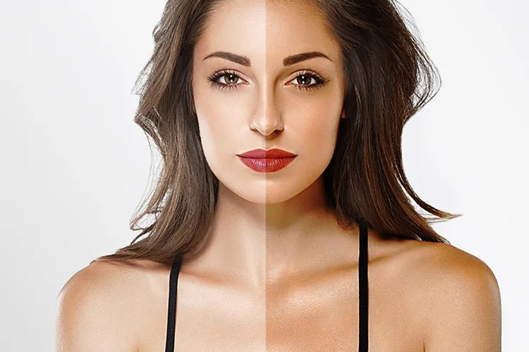 skin tanning result after controlled UV exposure