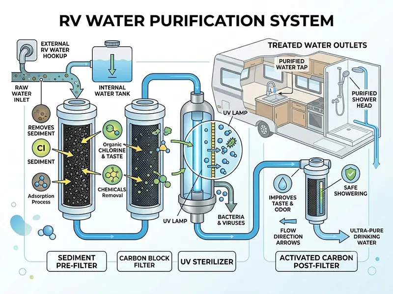 rv water purification system with uv sterilizer