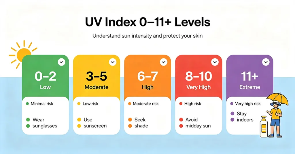 What UV Index Is Best for Tanning? UV index scale from low to extreme with sun safety advice