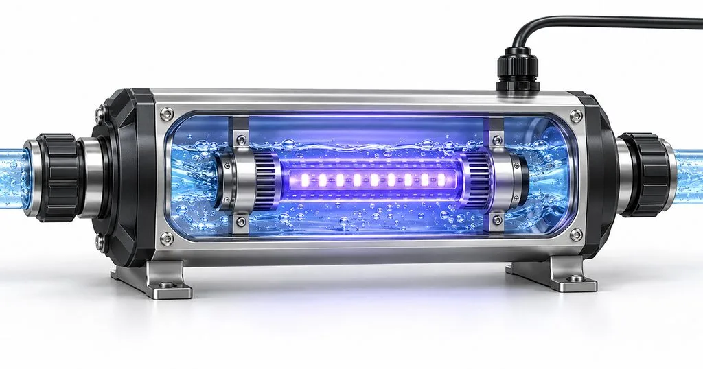 UVC LED module inside a water disinfection reactor